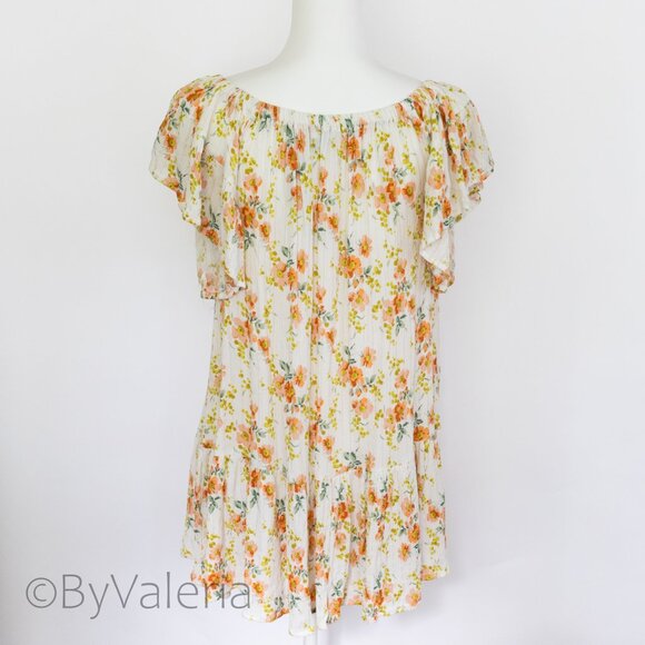 Cupcakes & Cashmere Floral Peasant Off-Shoulder Ruffle Mini Dress Size S Resort - Picture 3 of 9